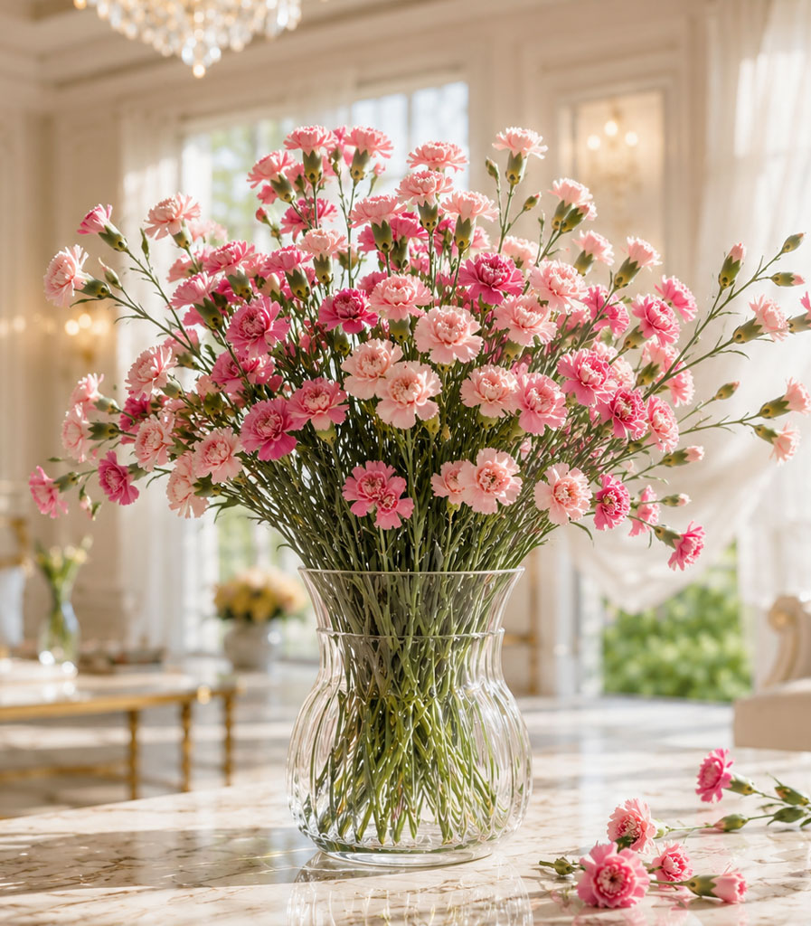 Spray Carnation, coral clustered blooms